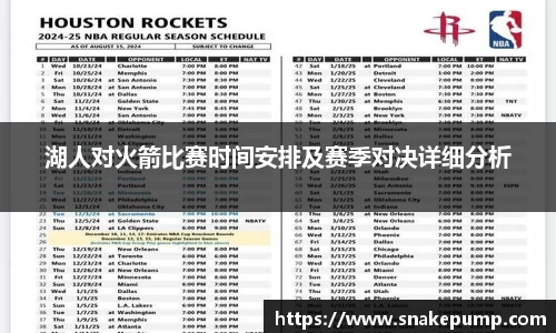 湖人对火箭比赛时间安排及赛季对决详细分析